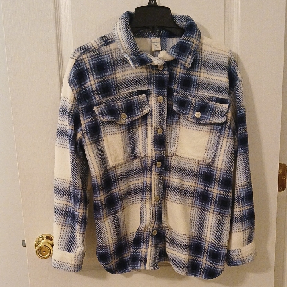 Tereabouts Plaid Kids Shacket - Blue and Cream